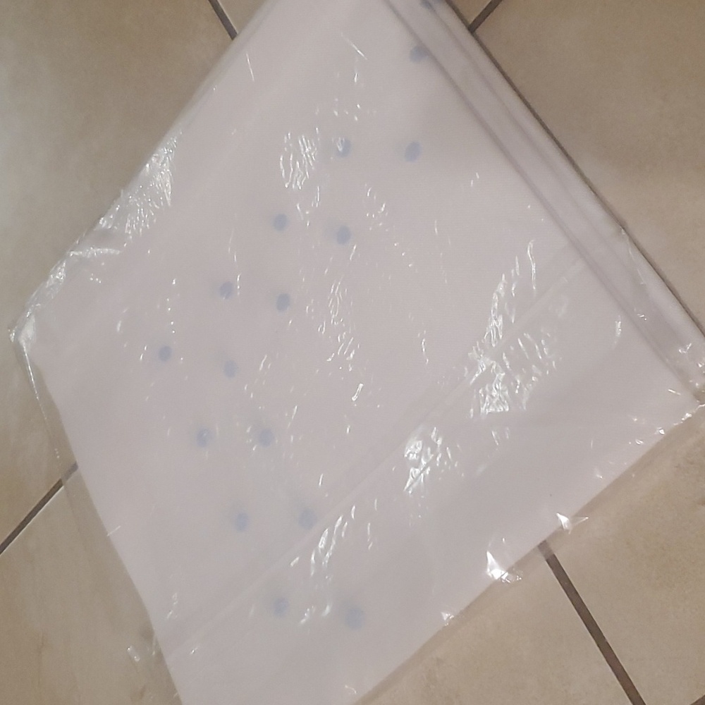 NWT 20in Set of 4 Cloth Napkins White with Blue Embroidered Polkadot